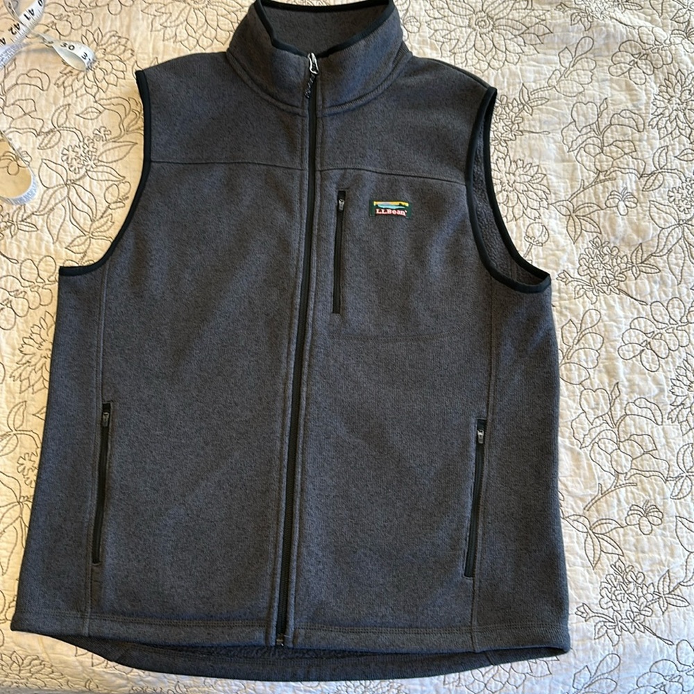 NEW Men’s LL Beans Fleece Vest M Charcoal Heather Grey